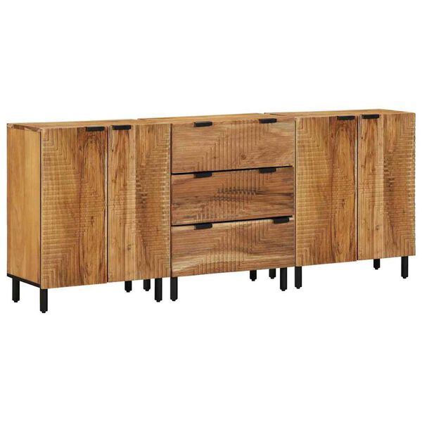 vidaXL Sideboard 3 pcs Braun 60 x 33 x 75 cm Massivholz Akazie