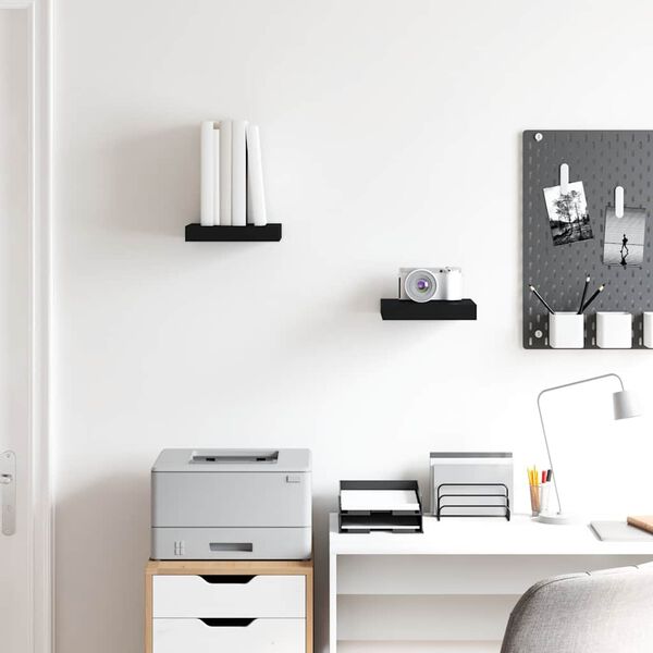 vidaXL Schweberegale 2 Stk. Schwarz 23x23,5x3,8 cm MDF