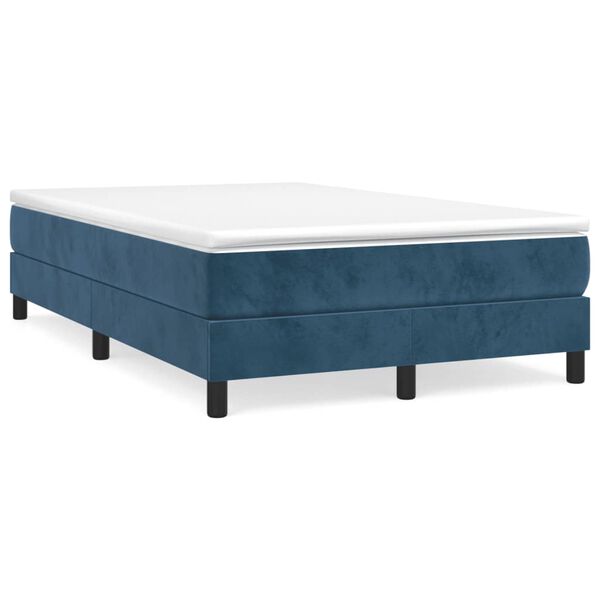 vidaXL Boxspringbett mit Matratze Dunkelblau 120x190 cm Samt