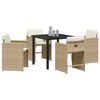 vidaXL Garten Essgruppe mit Kissen 5 pcs Beige Poly-Rattan