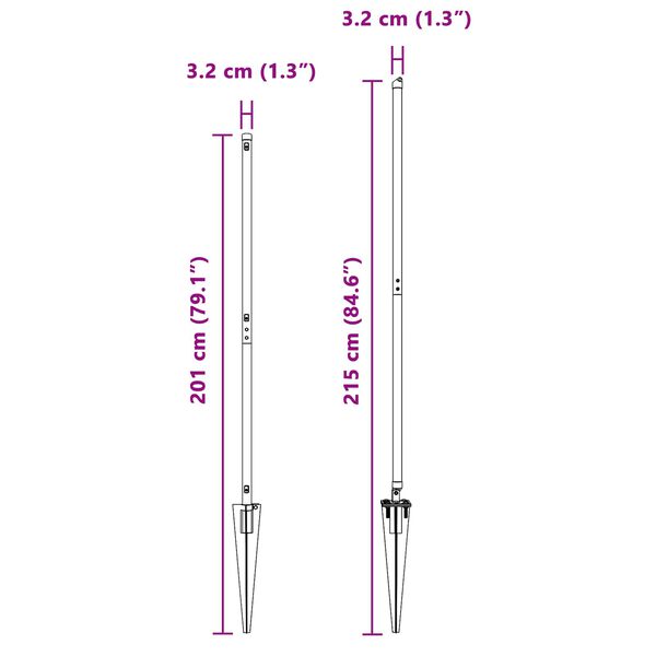 vidaXL Zaunpfosten Sonstiges 26 pcs Silber 3.2 x 3.2 x 170 cm Stahl