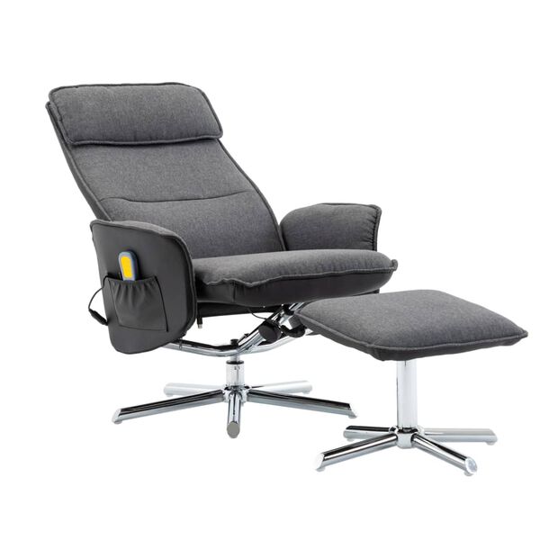 vidaXL Massagesessel mit Fu&szlig;hocker Dunkelgrau und Schwarz Stoff