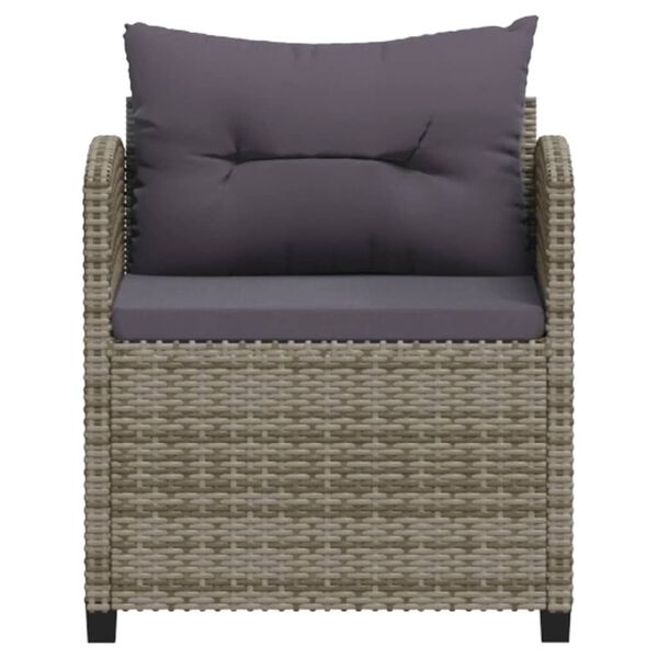 vidaXL 7-tlg. Garten-Lounge-Set mit Kissen Poly Rattan Grau