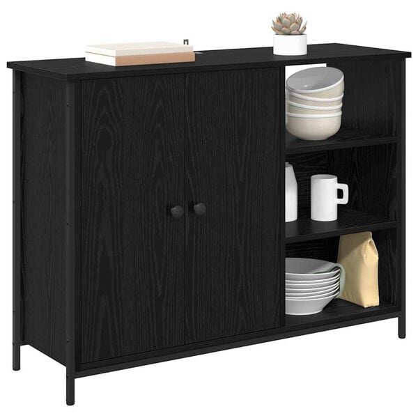 vidaXL Sideboard Schwarz Eichen-Optik 100 x 33 x 75 cm Holzwerkstoff