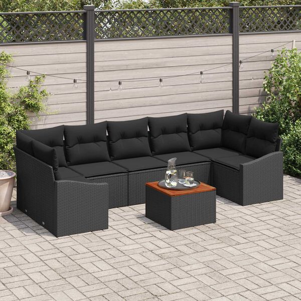 vidaXL Garten-Sofa-Set 8 pcs Schwarz
