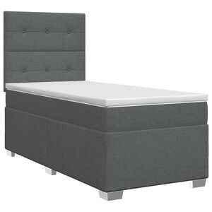 vidaXL Boxspringbett mit Matratze Dunkelgrau 80 x 200 cm Stoff