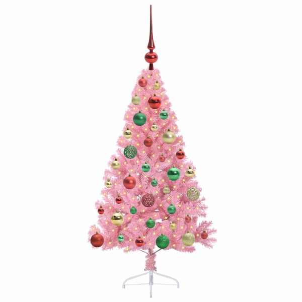 vidaXL K&uuml;nstlicher vorbeleuchteter Weihnachtsbaum Rosa 120 cm PVC