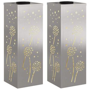 vidaXL Solar LED Weg Licht 2 pcs Warmes Wei&szlig; 18 x 18 x 50 cm Edelstahl