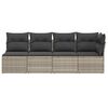 vidaXL Gartensofa mit Kissen 4-Sitzer Hellgrau Poly Rattan