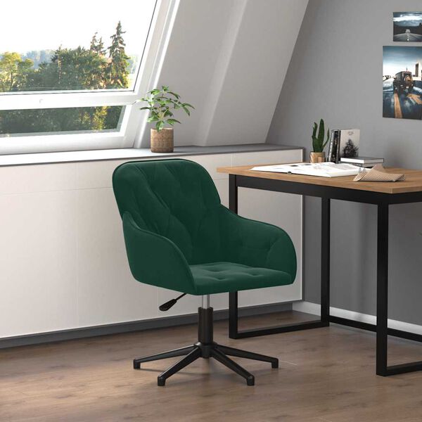 vidaXL B&uuml;rostuhl Drehbar Dunkelgr&uuml;n Samt