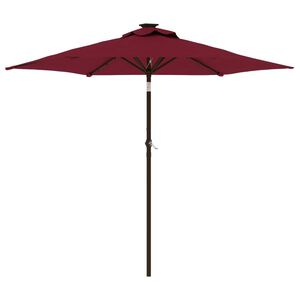 vidaXL Sonnenschirm mit LED und Stahlmast Weinrot 225x225x212 cm