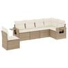 vidaXL 6-tlg. Garten-Sofagarnitur mit Kissen Beige Poly Rattan
