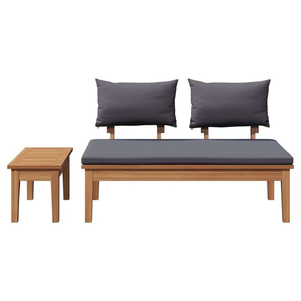 vidaXL Gartenbank 2 pcs Grau und Braun Massivholz Teak