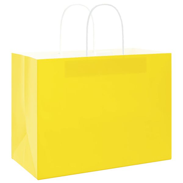 vidaXL Papiertragetaschen 50 Stk. mit Henkeln Gelb 32x17x25 cm