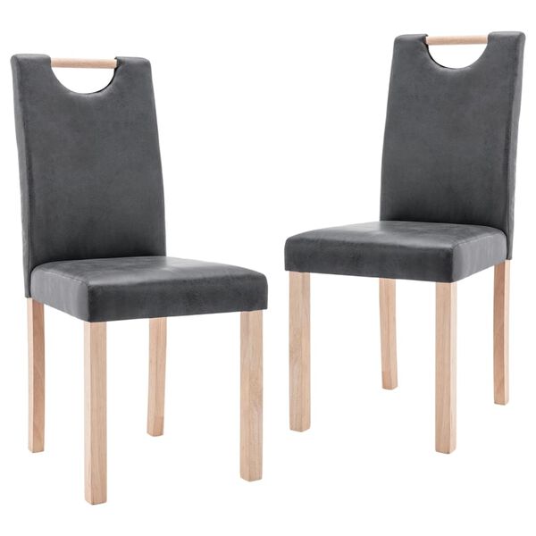 vidaXL Esszimmerst&uuml;hle 2 Stk. Grau Wildleder-Optik