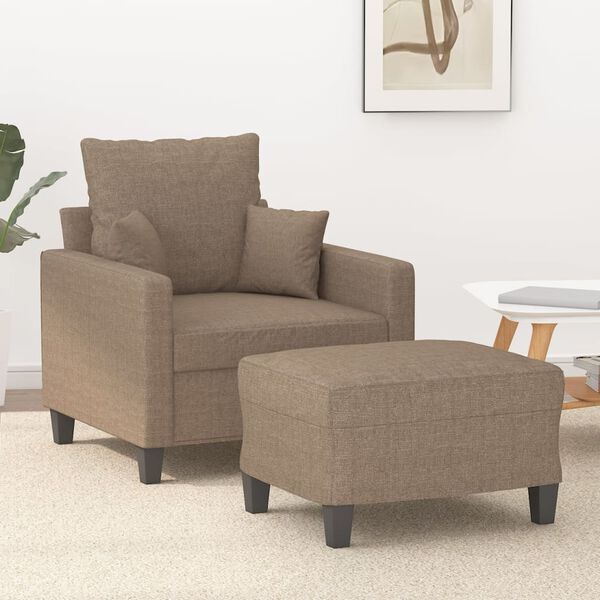 vidaXL Sessel mit Hocker Taupe 60 cm Stoff
