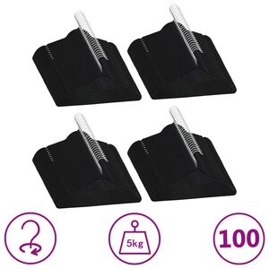 vidaXL 100 Stk. Kleiderb&uuml;gel-Set Anti-Rutsch Schwarz Samt