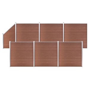 vidaXL WPC Zaun-Set 6 Quadrate + 1 Schr&auml;ge 1138x186 cm Braun