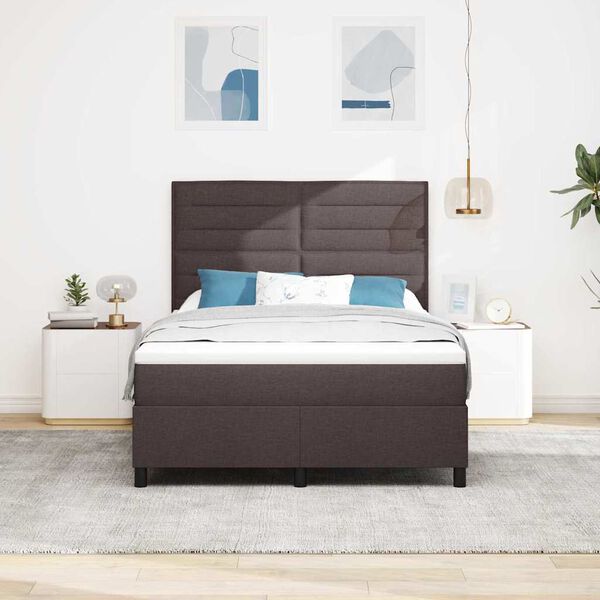 vidaXL Boxspringbett mit Matratze Dunkelbraun 140 x 200 cm Stoff