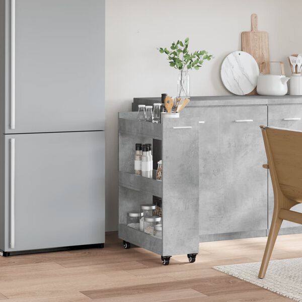 vidaXL Schrank mit Rollen Betongrau 60x22x79 cm Holzwerkstoff