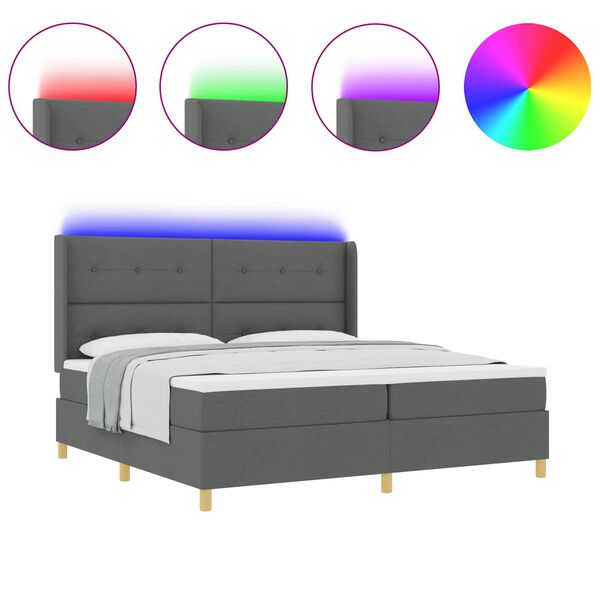 vidaXL Boxspringbett mit Matratze mit Kopfteil Grau 140 x 200 cm Stoff