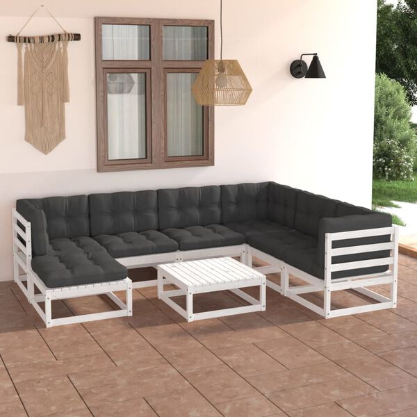 vidaXL 8-tlg. Garten-Lounge-Set mit Kissen Massivholz Kiefer