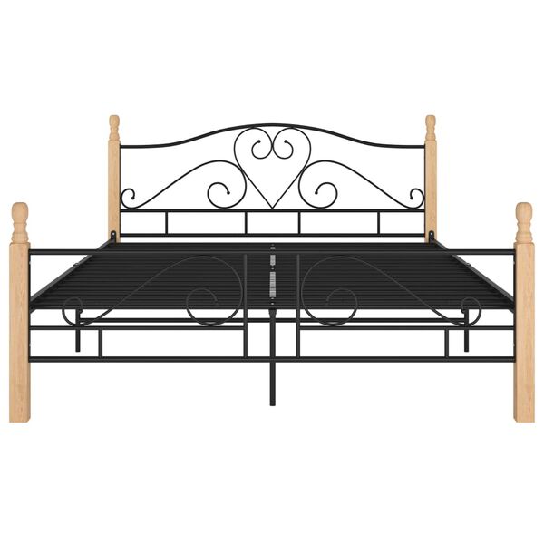 vidaXL Bettgestell mit Kopfteil ohne Matratze Schwarz 140x200cm Metall