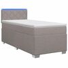 vidaXL Boxspringbett mit Matratze und LED Taupe 100 x 200 cm Stoff