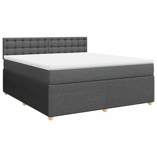 vidaXL Boxspringbett mit Matratze Dunkelgrau 180x200 cm Stoff