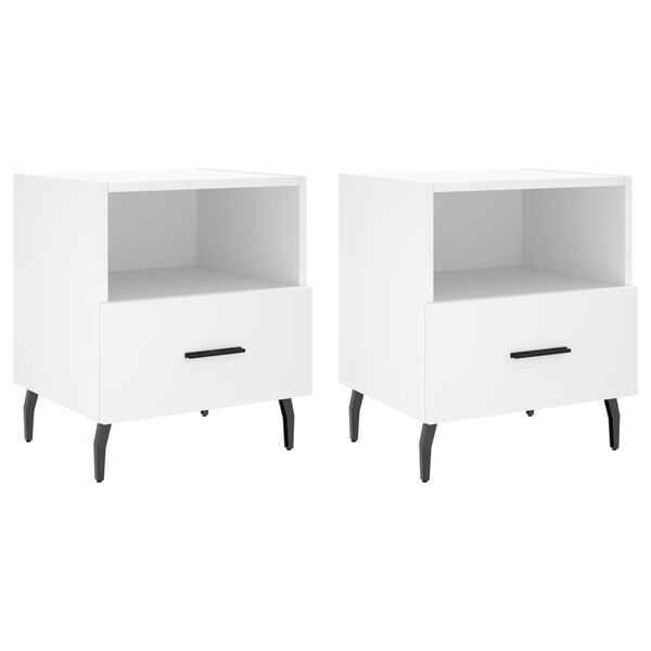 vidaXL Nachttische 2 Stk. Wei&szlig; 40x35x47,5 cm Holzwerkstoff