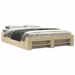 vidaXL Bettgestell ohne Matratze Sonoma-Eiche 150x200 cm Holzwerkstoff