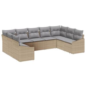 vidaXL Gartensofa-set mit Kissen 9 pcs Beige und Hellgrau Poly-Rattan