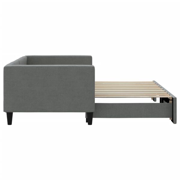 vidaXL Tagesbett Ausziehbar Dunkelgrau 90x190 cm Stoff