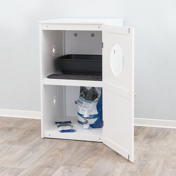 TRIXIE Katzenklo-Haus mit 2 Etagen 53x90x58 cm Wei&szlig;