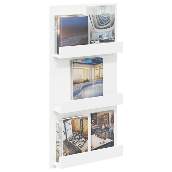 vidaXL Magazinregal mit Regal Wei&szlig; 51 x 11 x 102 cm Holzwerkstoff