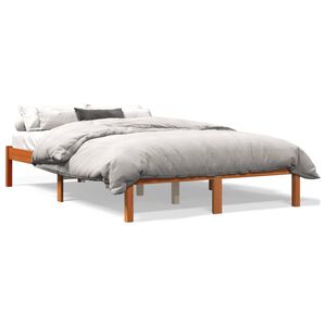 vidaXL Massivholzbett ohne Matratze Wachsbraun 140x190 cm Kiefernholz