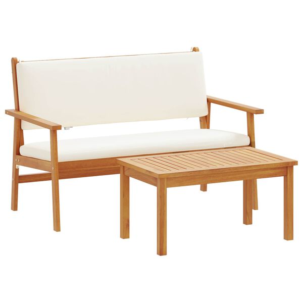vidaXL Gartensofa-set mit Kissen 2 pcs Cremewei&szlig; Massivholz Akazie