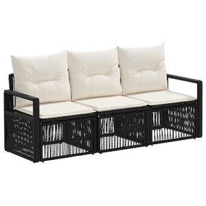 vidaXL Gartensofa-set 3 stk. Schwarz Poly-Rattan