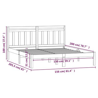 vidaXL Massivholzbett Schwarz 150x200 cm