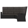 vidaXL Ecksofa mit Liegefunktion und Kissen Schwarz Poly Rattan