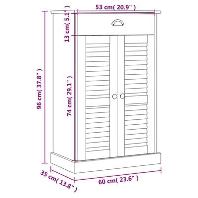 vidaXL Schuhschrank VIGO 60x35x96 cm Massivholz Kiefer