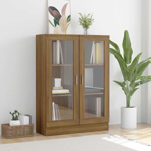 vidaXL Vitrinenschrank Braun Eiche-Optik 82,5x30,5x115cm Holzwerkstoff