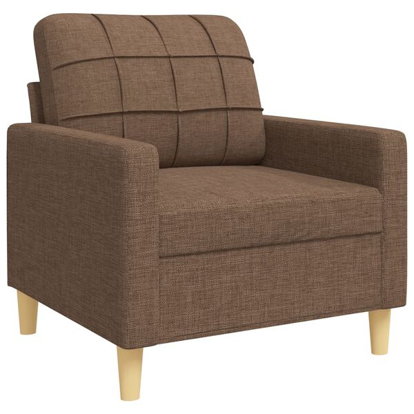 vidaXL 4-tlg. Sofagarnitur mit Fu&szlig;hocker & Dekokissen Braun Stoff
