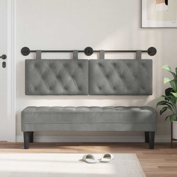 vidaXL H&auml;ngevorderseite Wandmontiert Dunkelgrau 130 x 55 x 7 cm Samt