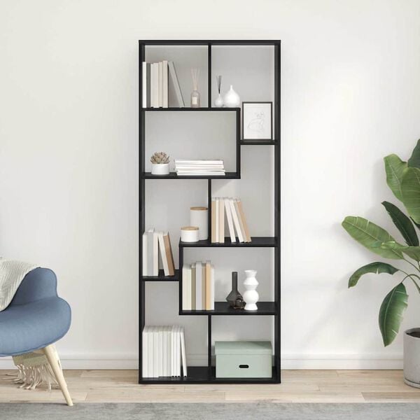 vidaXL Bücherregal Schwarz Eichen-Optik 67 x 25 x 162 cm Holzwerkstoff