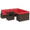 vidaXL Gartensofa-set mit Speicher 9 pcs Braun Poly-Rattan