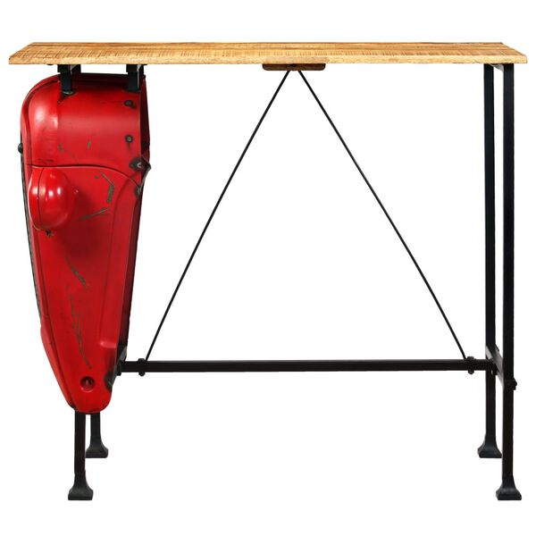 vidaXL Bartisch Traktor Mangoholz Massiv Rot 60 x 120 x 107 cm