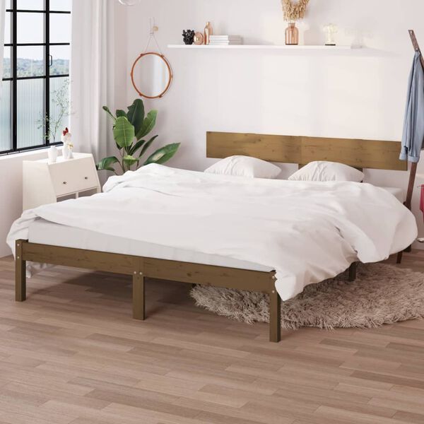 vidaXL Massivholzbett Honigbraun Kiefer 120x200 cm