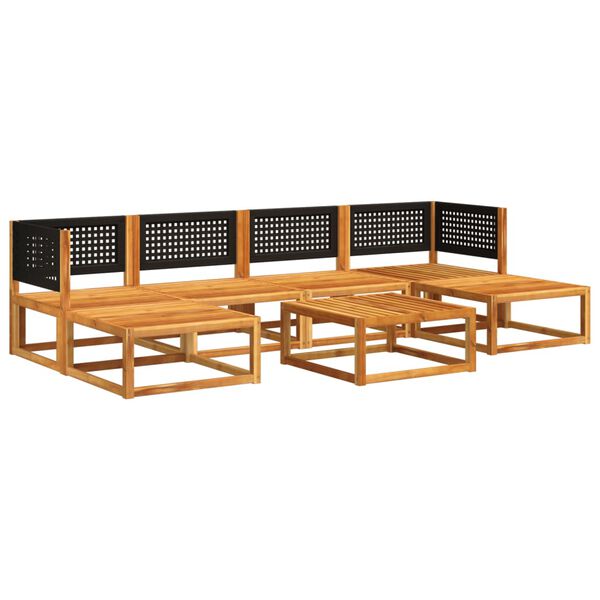 vidaXL 7-tlg. Gartensofa-Set mit Kissen Holz Akazie & Rattan