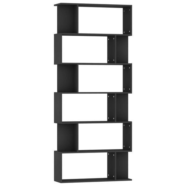 vidaXL B&uuml;cherregal/Raumteiler Schwarz 80x24x192 cm Holzwerkstoff